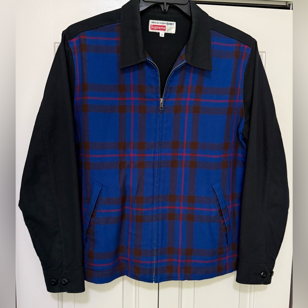 Supreme x Comme Des Garcons CDG 15 - 16 Men’s Small Plaid Blue Black Work Jacket
